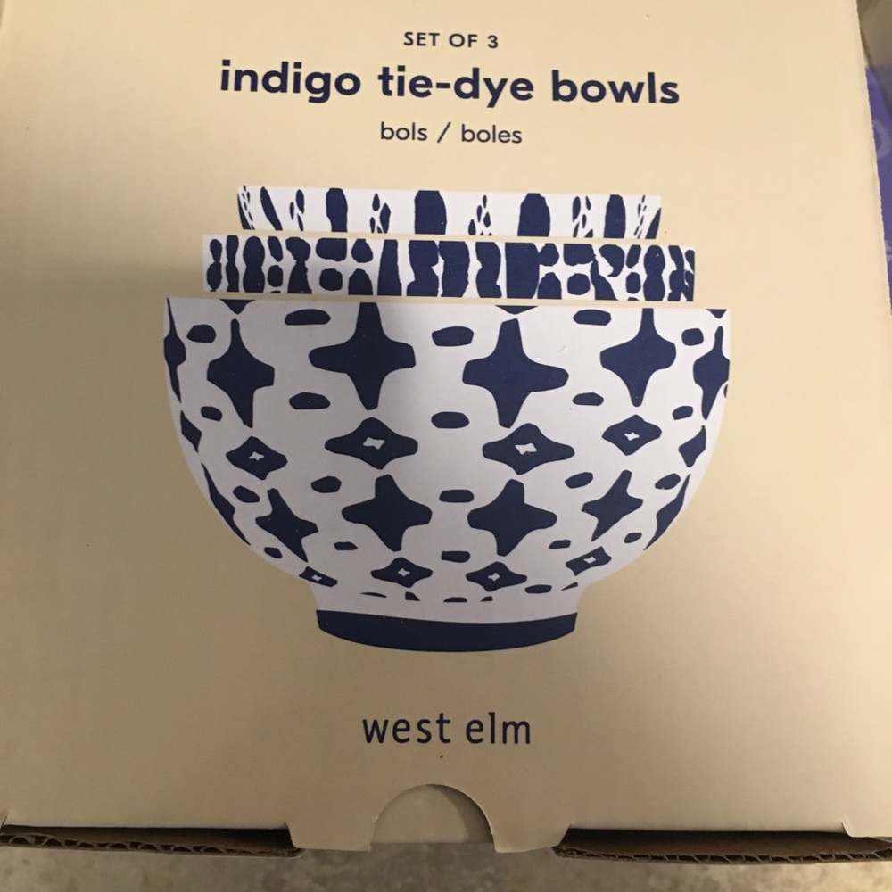 West elm indigo tie-dye bowls set of 3 FIRM price
